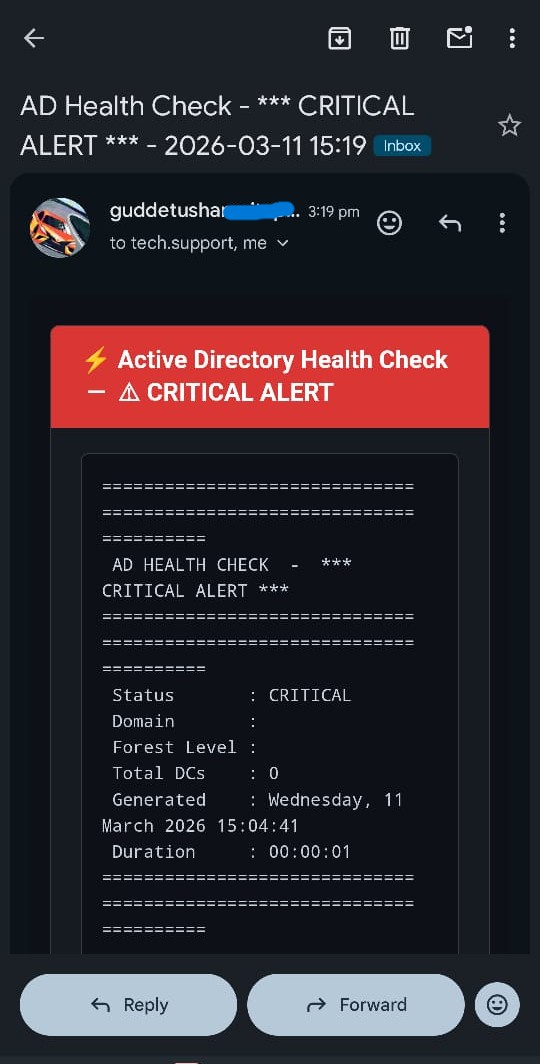 Critical alert report sample